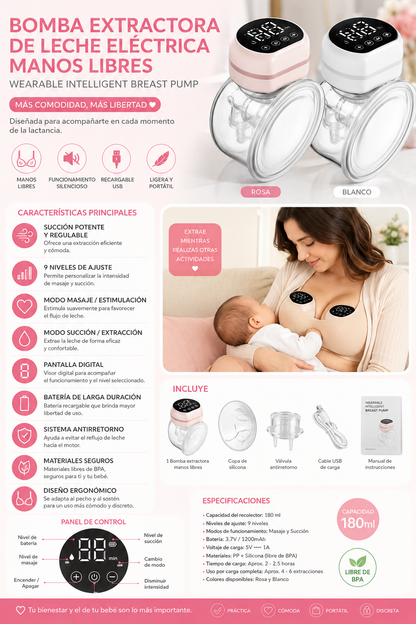 EXTRACTOR DE LECHE ELÉCTRICA MANOS LIBRES 💚

Wearable Intelligent Breast Pump
