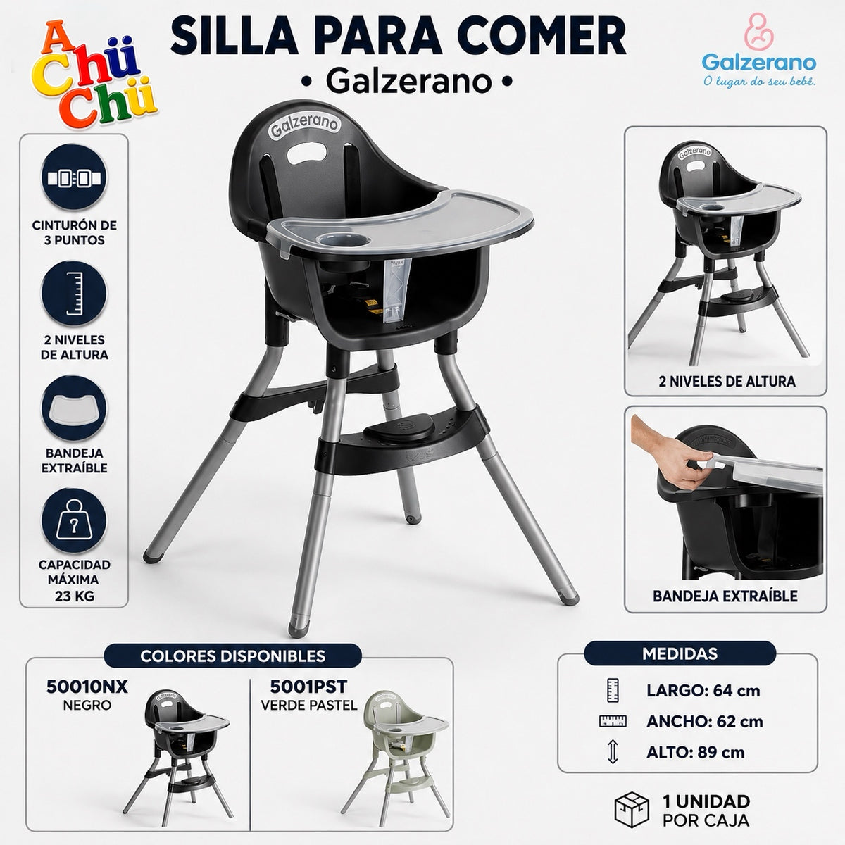 Galzerano Silla para Comer 6-23Kg - 50010
✨Práctica, cómoda y segura para acompañar al bebé durante sus comidas. Su diseño compacto permite adaptarla fácilmente a diferentes espacios del hogar. 💛