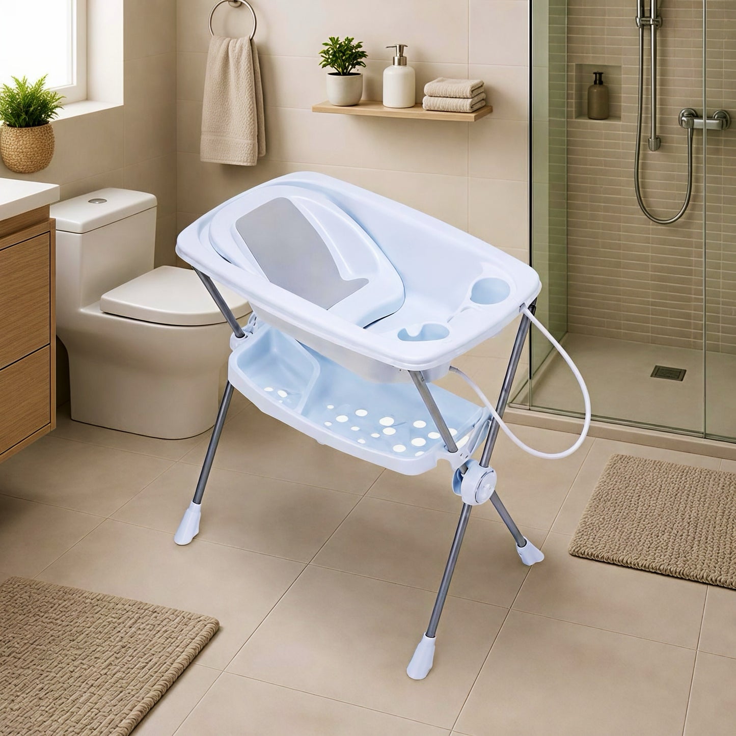 Galzerano Bañera Premium Aqua – Comodidad y Seguridad para tu Bebé 🛁 🤍🩷💙💛