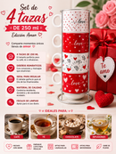 🩷 Set de 4 tazas de 250 ml – Edición Amor ☕💘 82211156