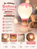 Lámpara Globo Aerostático Ice Cream -velador ballon ice cream infantil c/diseño animalito & con USB 11x11x21cm - 82311333 🩷🎈✨
