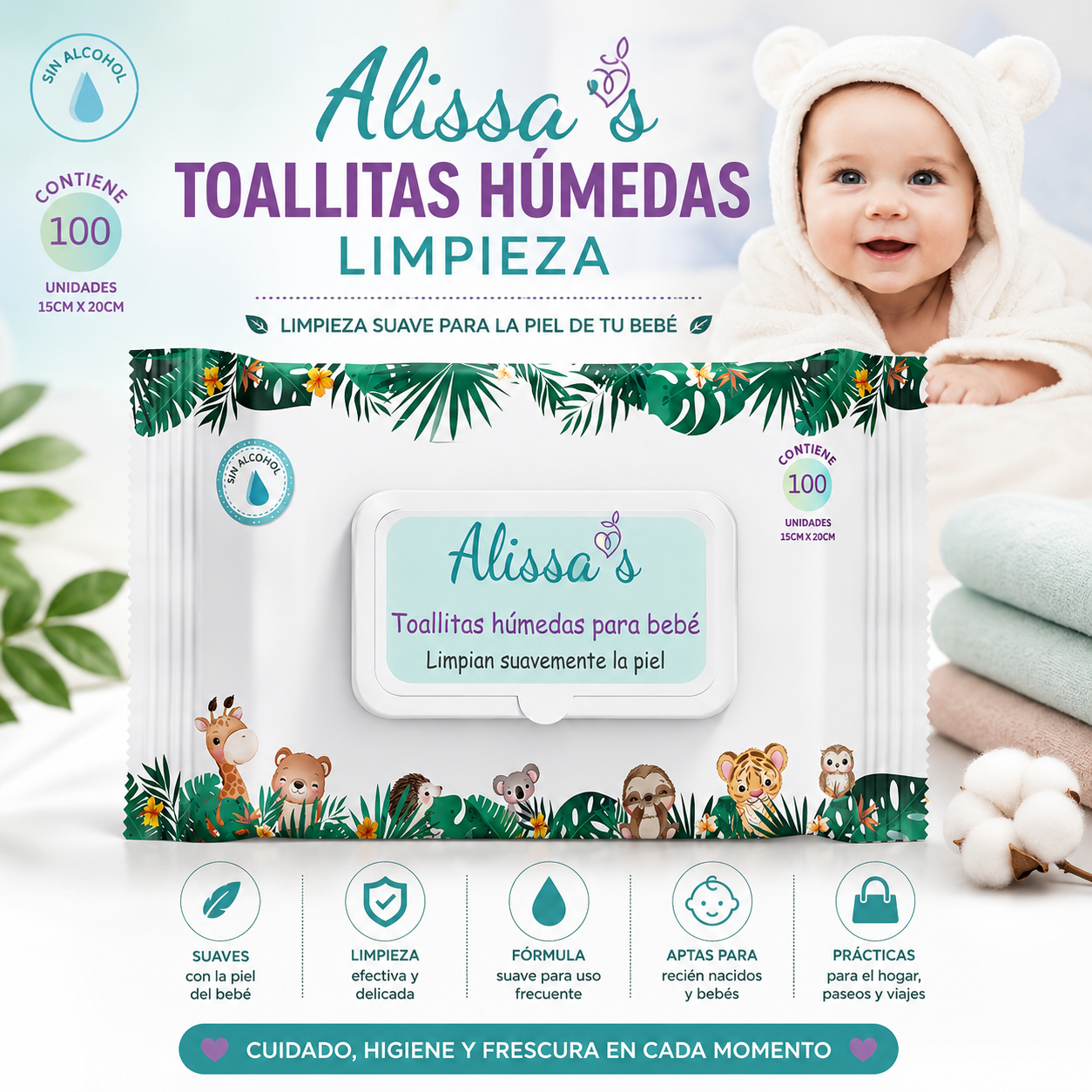 💚 Alissa’s Toallitas Húmedas Limpieza x100 - AL100 - 836744