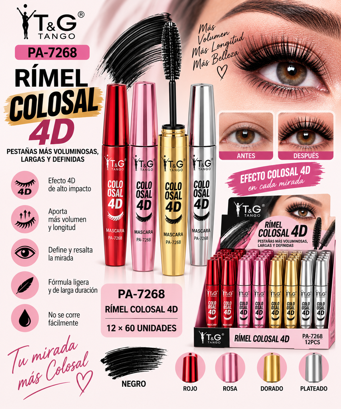 ✨ T&G RÍMEL COLOSAL 4D PA-7268  x12 Box 💛
