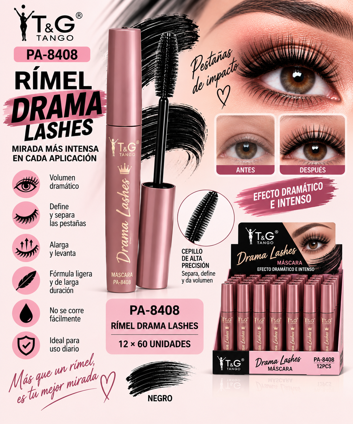 ✨ T&G RÍMEL DRAMA LASHES PA-8408 x12 Box 💛