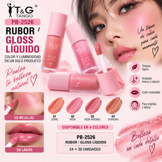 💕 T&G RUBOR / GLOSS LÍQUIDO PB-2526 x24 Box 💛