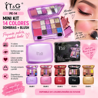 🎨T&G MINI KIT 14 COLORES: SOMBRAS + BLUSH PE-14 x24 Box 💛