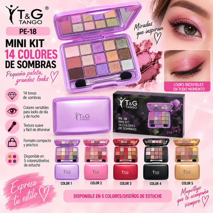 🌈 T&G MINI KIT 18 COLORES DE SOMBRAS PE-18 x24 Box 💛