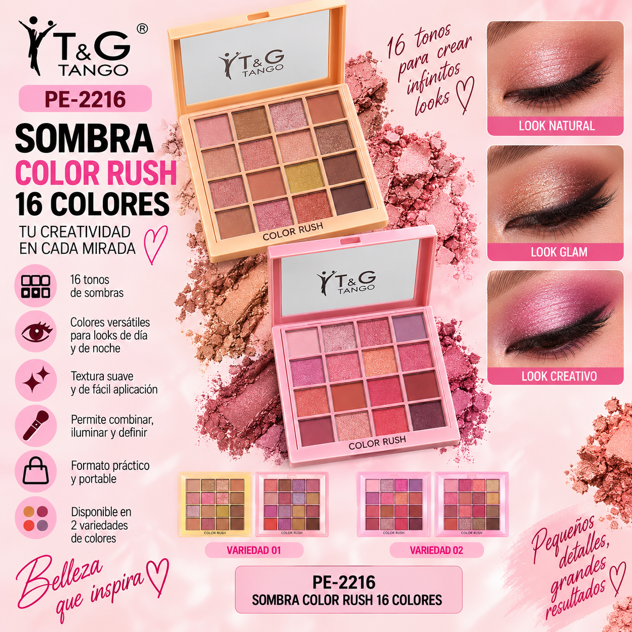 💕 T&G SOMBRA COLOR RUSH 16 COLORES PE-2216 x12 Box 💛