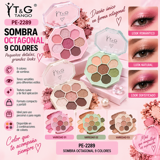 🌸 T&G SOMBRA OCTAGONAL 9 COLORES PE-2289 x24 Box 💛