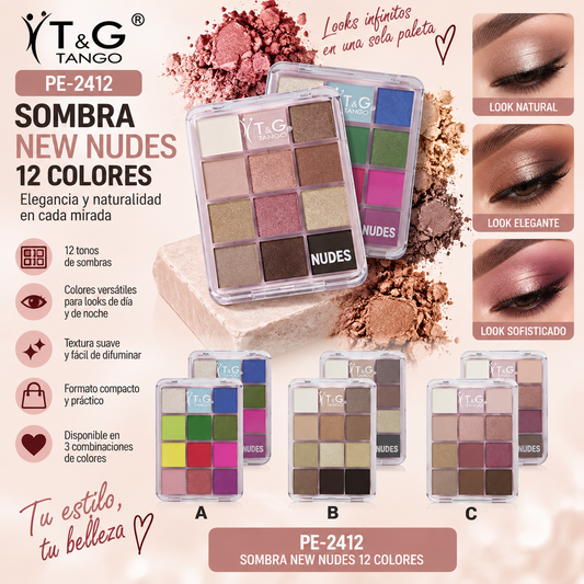 🤎 T&G SOMBRA NEW NUDES 12 COLORES PE-2412 & 🌈 T&G SOMBRA NEW NUDES COLORIDO 24 Box PE-2412A 💛