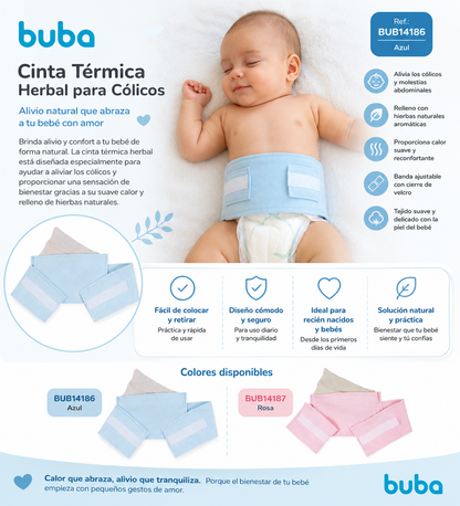 Buba Cinta Térmica Herbal para Cólicos – BUB14186 (Azul) BUB14187 (Rosa) 💚