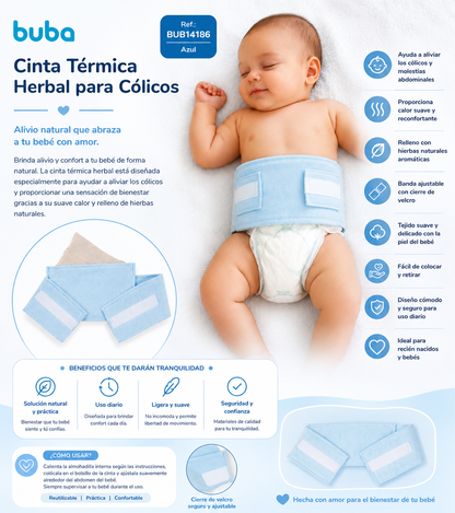 Buba Cinta Térmica Herbal para Cólicos – BUB14186 (Azul) BUB14187 (Rosa) 💚