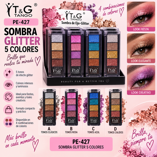 🌈 T&G SOMBRA GLITTER 5 COLORES PE-427 x48 Box 💛