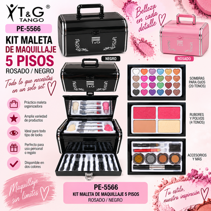 💄 T&G KIT MALETA DE MAQUILLAJE 5 PISOS PE-5566 x12 Box 💛