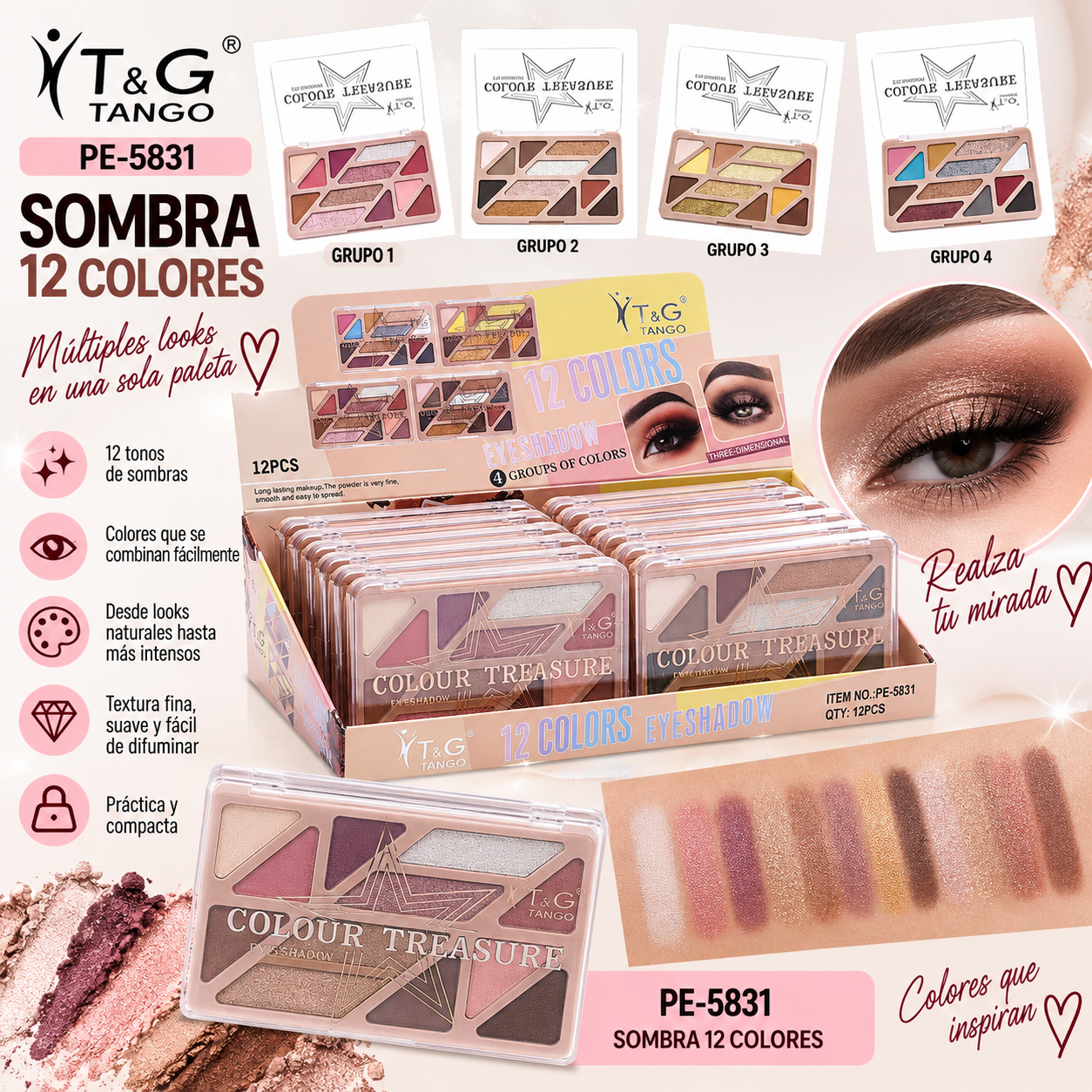 🤎 T&G SOMBRA 12 COLORES PE-5831 x12 Box 💛
