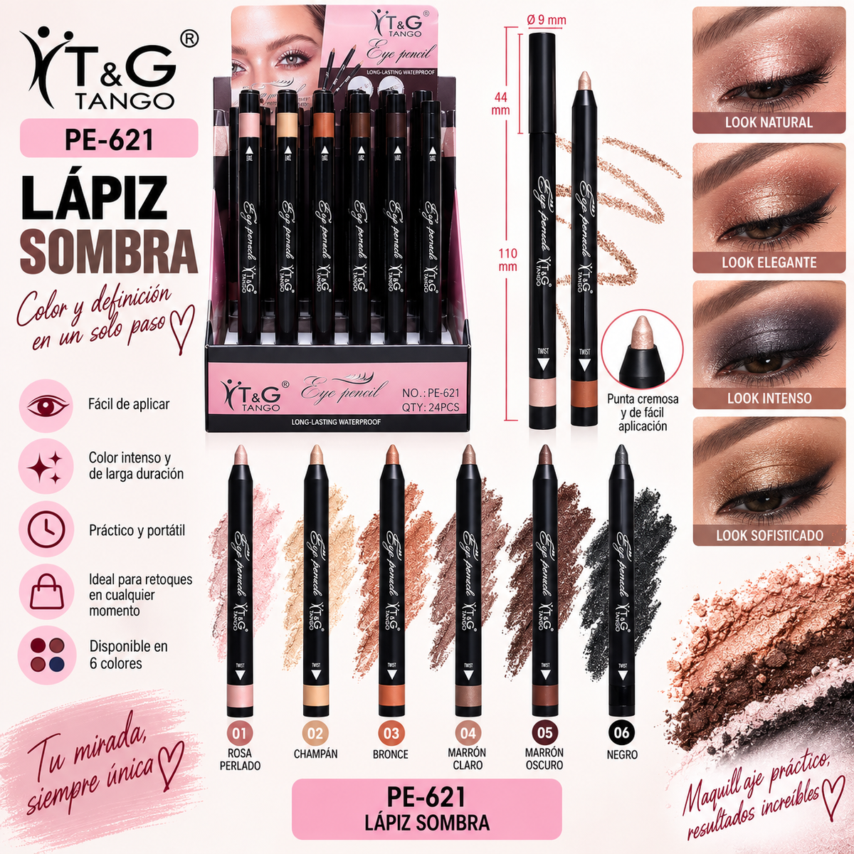 🖤 T&G LÁPIZ SOMBRA PE-621 x24 Box 💛
