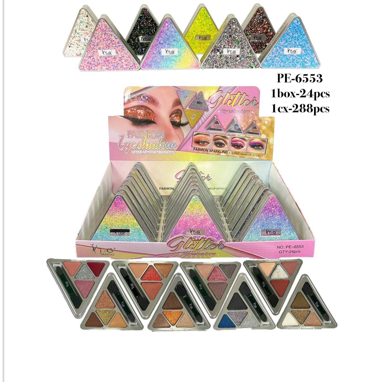💎 T&G SOMBRA SHINY TRIANGULAR 4 COLORES PE-6553 x24 Box 💛