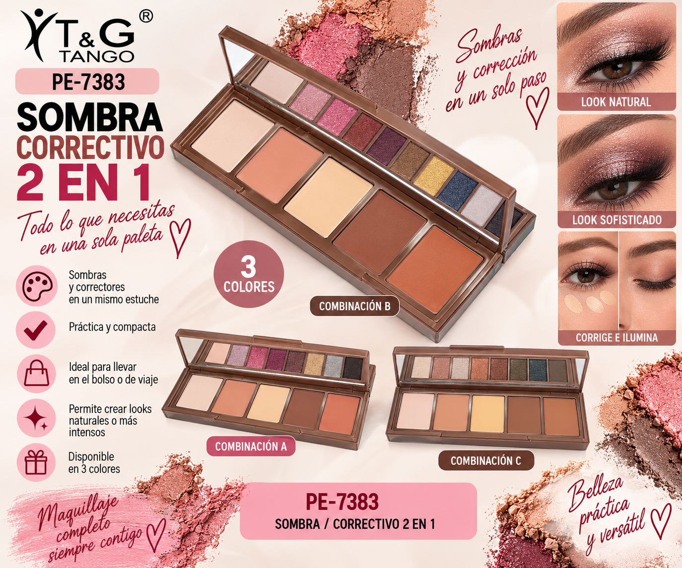 🎨 T&G SOMBRA / CORRECTIVO 2EN1 PE-7383 x24 Box