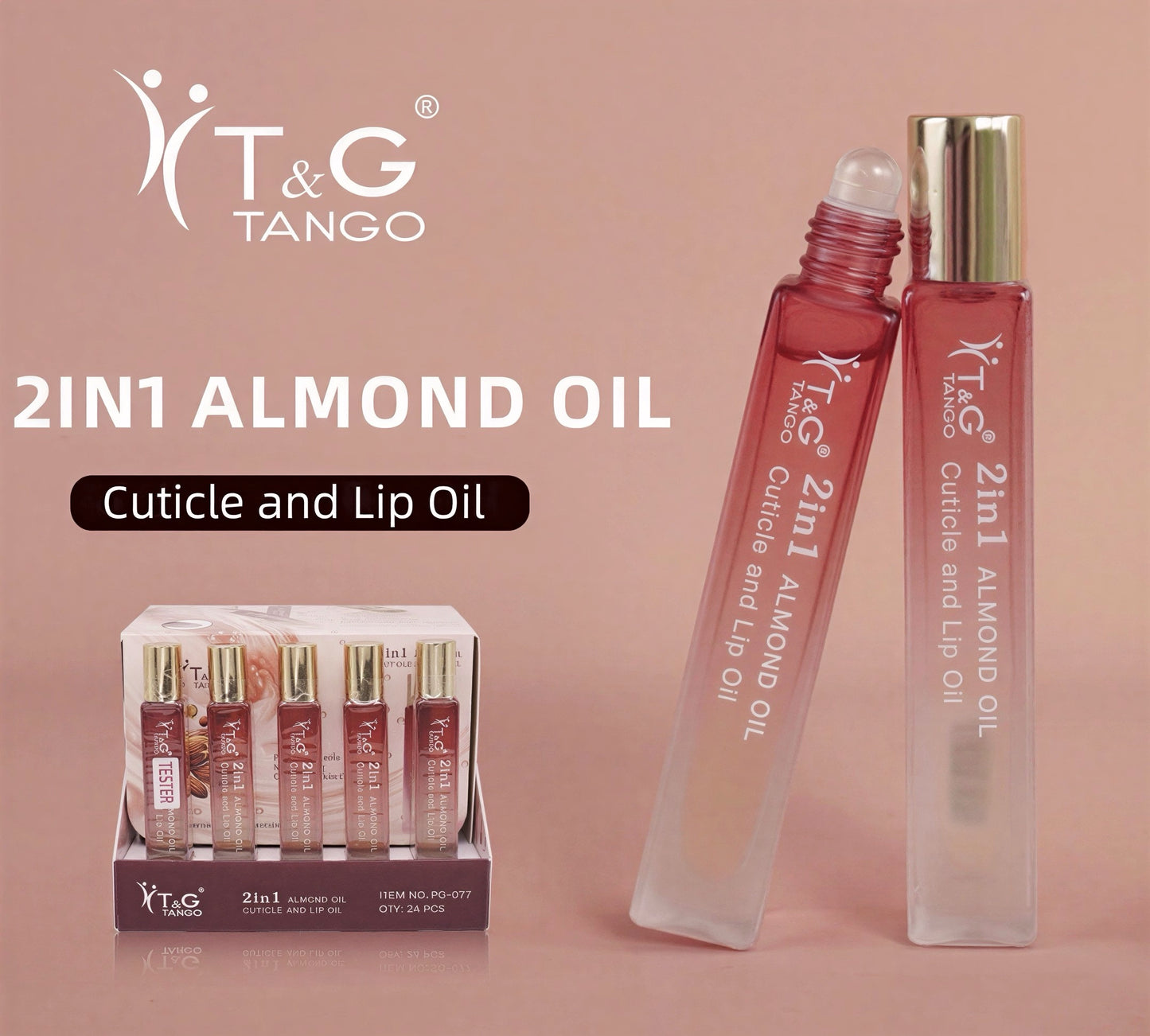 🌸 T&G ACEITE DE ALMENDRA 80% PARA LABIOS Y CUTÍCULAS PG-077 x24 Box 💛