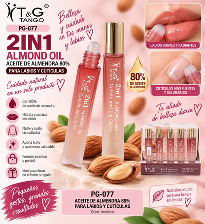 🌸 T&G ACEITE DE ALMENDRA 80% PARA LABIOS Y CUTÍCULAS PG-077 x24 Box 💛