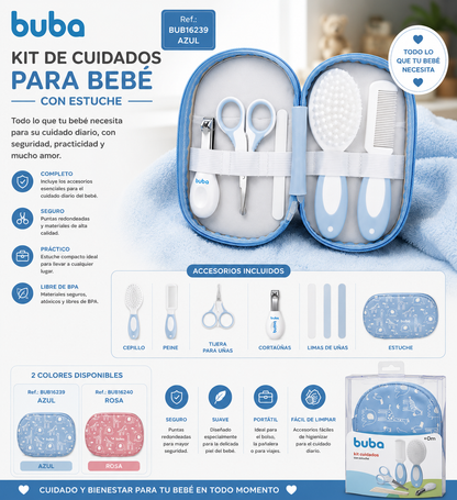 Buba Kit de Cuidados para Bebé con Estuche 
BUB16239 – Azul
BUB16240 – Rosa
