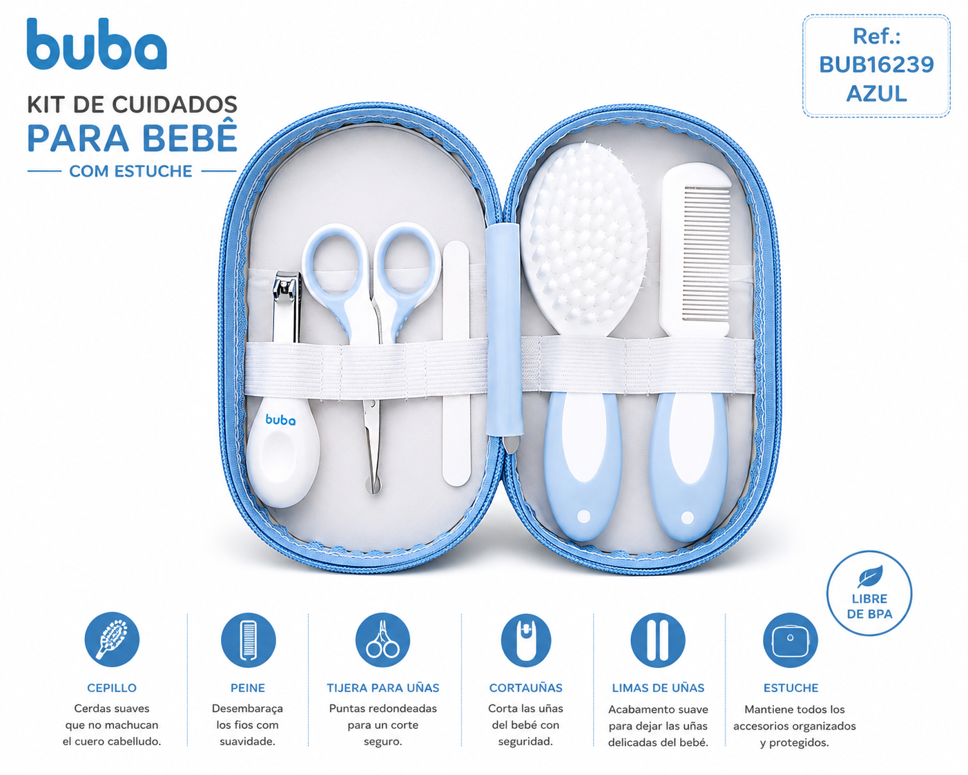 Buba Kit de Cuidados para Bebé con Estuche 
BUB16239 – Azul
BUB16240 – Rosa