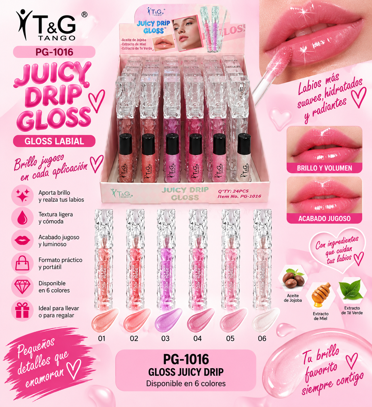 💎 T&G GLOSS JUICY DRIP PG-1016 x24 Box 💛