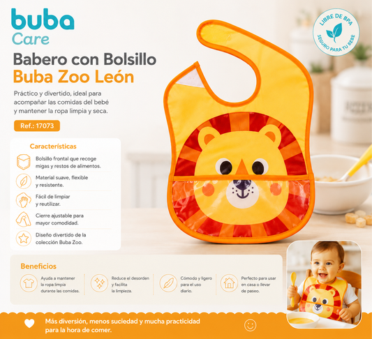 Buba Babero con Bolsillo Zoo
🦁 León – BUB17073