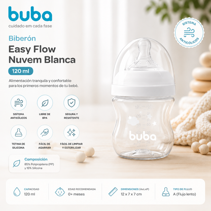 Buba Biberón Easy Flow Nuvem Blanca 120 ml BUB17257 270ml BUB17258 330ml BUB17259 💚
