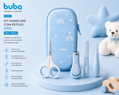 💚 Buba Kit de Manicura para Bebé con Estuche Azul - BUB18093 / Rosa BUB18094