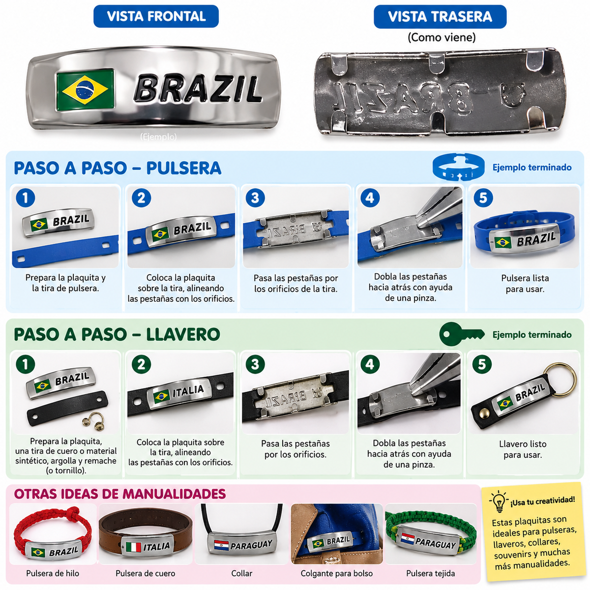 Mega Promociones ✨ Plaquitas Metálicas Temáticas de Fútbol – Brasil, Paraguay, Italia y más Países ⚽ | Pack x100 Unidades | Caja Cerrada x600 Unidades Surtidas