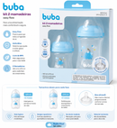 Buba Kit 2 Biberón Easy Flow 120 ml + 270 ml Nube Rosa BUB20983 - Nube Azul BUB20984 - Nube Blanca – BUB20985