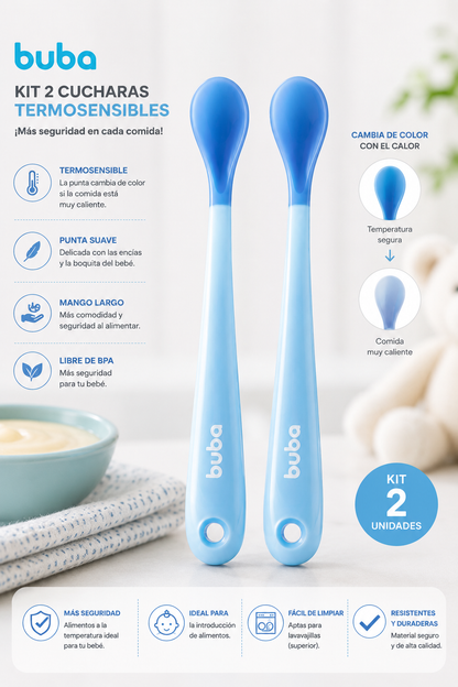 Buba Kit 2 Cucharas Termosensibles 🩵 Azul BUB21017