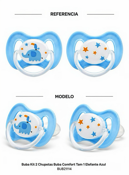 Buba Kit de Chupetas Buba Comfort Elefante Azul – Tam. 1
BUB21114 💚