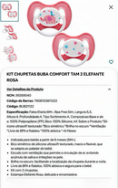💚 Buba Kit de Chupetas Buba Comfort Tam. 2 Elefante Rosa BUB21122                                     👶 A partir de 6 meses