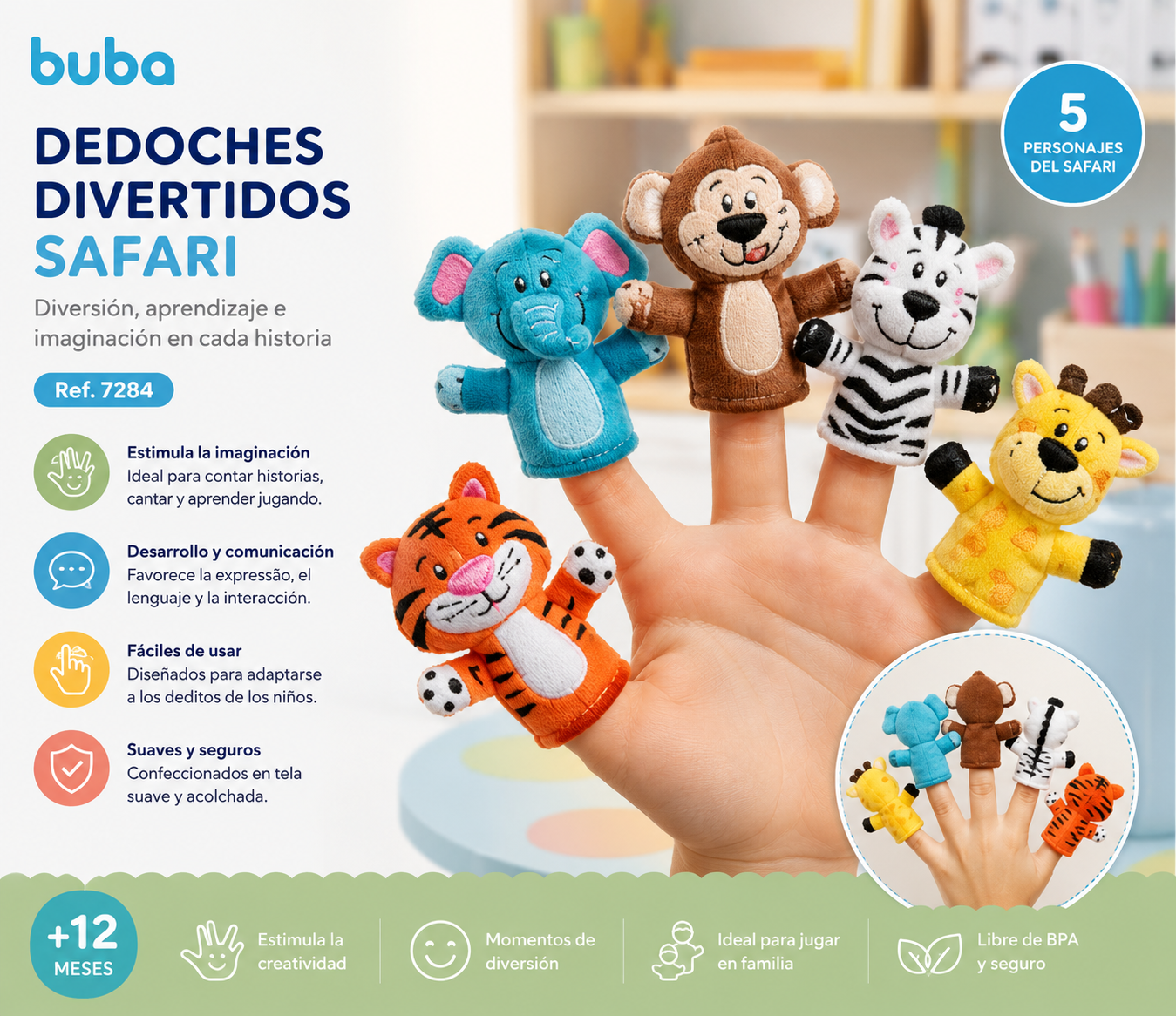 Buba Dedales Marionetas de Animales de Granja – 5 Piezas BUB7284