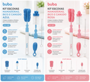 💚 Buba Kit de Escovas para Mamadeiras, Bicos y Canudos Azul BUB7290 - Rosa BUB7291