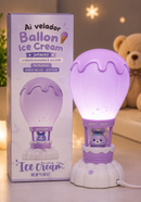 💚 Lámpara Globo Aerostático Ice Cream -velador ballon ice cream infantil c/diseño animalito & con USB 11x11x21cm - 82311333 🩷🎈✨