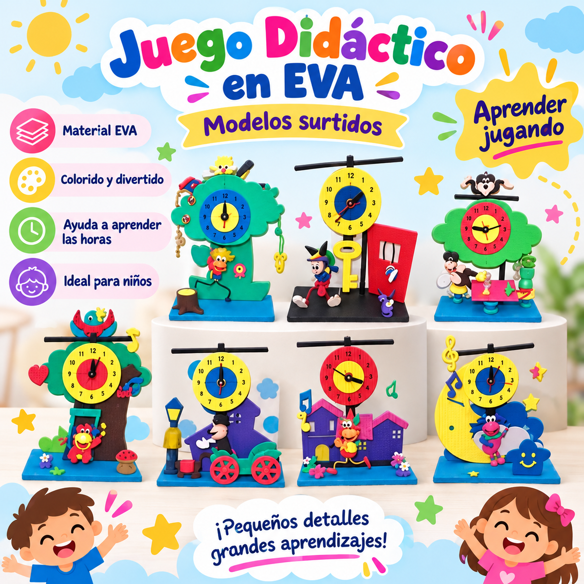 ✨ Juego Didáctico de EVA – Reloj Educativo 26212 - LC809 🩵🩷