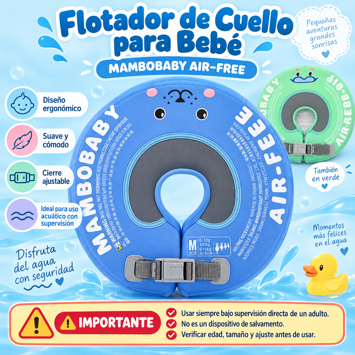 MAMBOBABY – Flotador de Cuello para Bebé 0-12meses  ✨