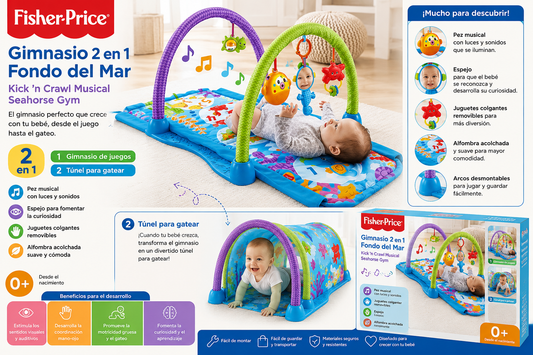 Fisher-Price Gimnasio Musical Fondo del Mar 2 en 1
Edad recomendada: Desde el nacimiento (0+)