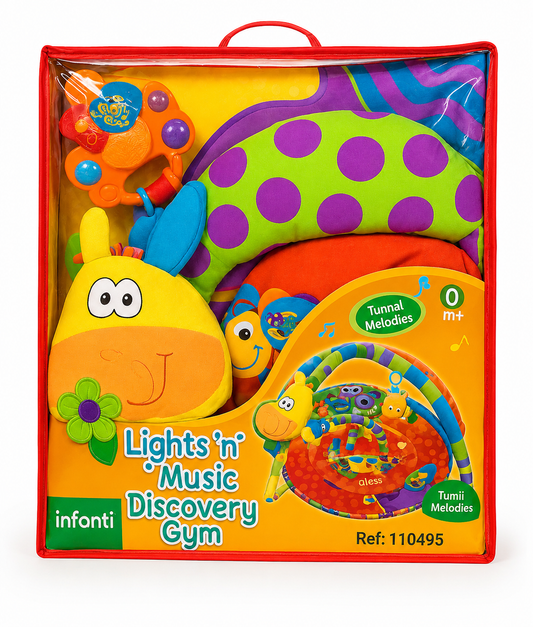 🦋 Infanti Lights ‘n’ Music Discovery Gym
Gimnasio Musical de Descubrimiento
Ref.: 110495
Edad recomendada: Desde el nacimiento (0+ meses)