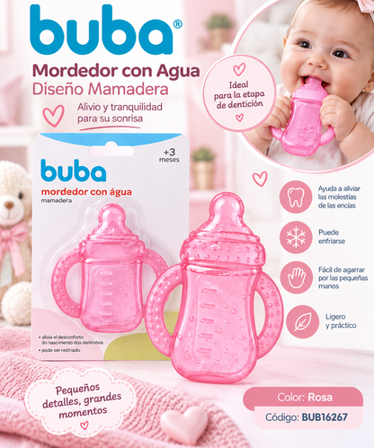 BUBA – Mordedor con Agua Diseño Mamadera Azul / Rosa 
BUB16266/67