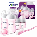 AVENT BIBERON KIT X4 NATURAL+CHUPETE+CEPILLO AZUL / ROSA / TRANSPARENTE 30101-30103-30104