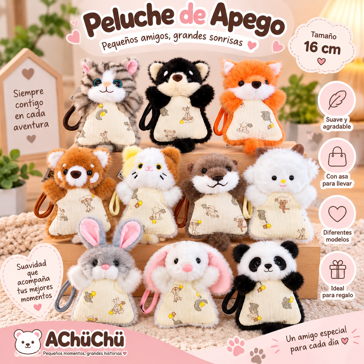 🧸 Peluche de Apego – 16 cm
 Código: MZ479853
¡Pequeños, suaves y llenos de ternura! 🤍