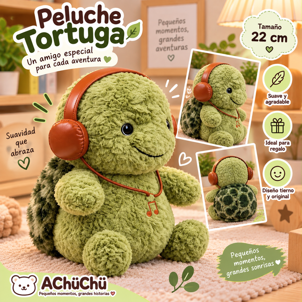 🐥 Peluche Pintinho Amarelinho  21cm - MZ479792 🧡
🐢 Peluche Tortuga – 22cm - MZ479789 💛