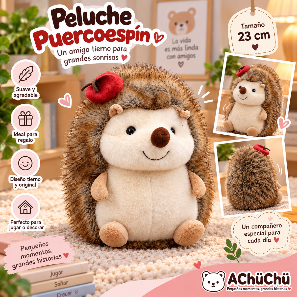 🦔 Peluche Puercoespín – 23cm
MZ479786 💛