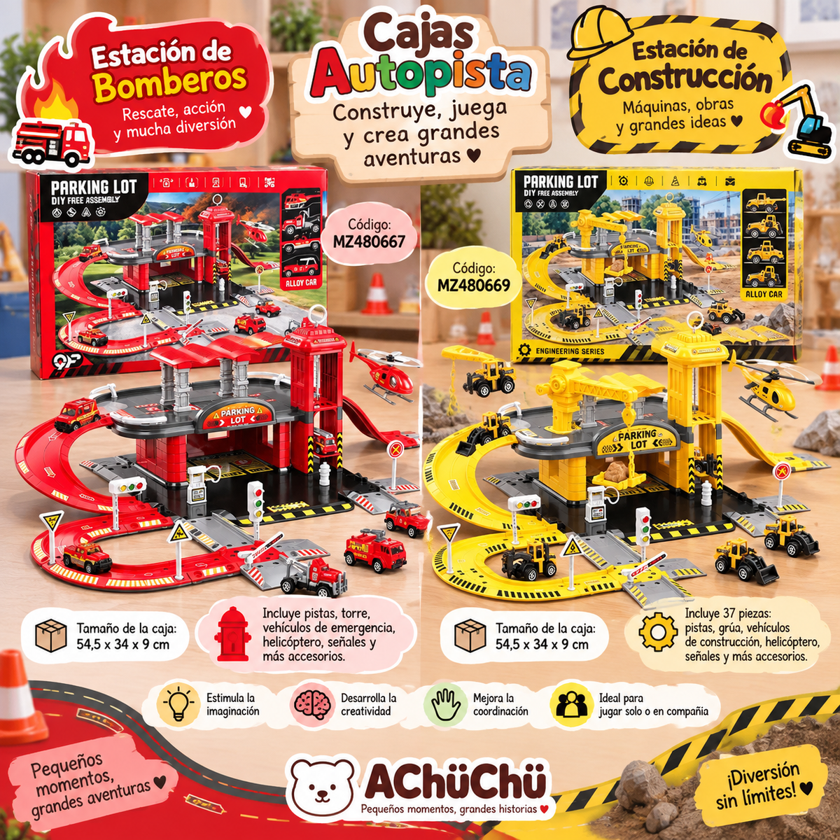 Estación de Bomberos y Parking Infantil - 🚒 MZ480667                      Estación de Construcción y Parking Infantil | 37 piezas          🚧MZ480669 💛