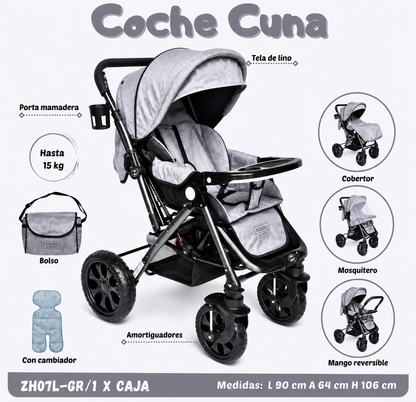 🩶Noel & Natty– Carrito Cuna Gris ZH07 ✨