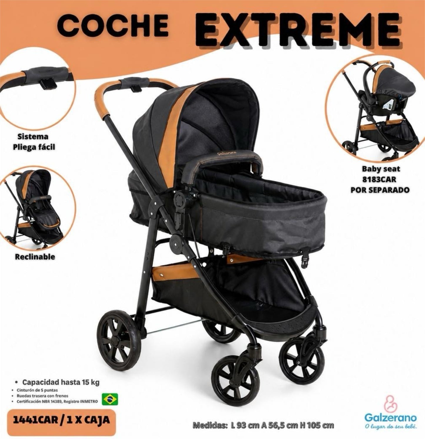🧡 Galzerano Carrito Cuna Extreme 1441CAR ✨